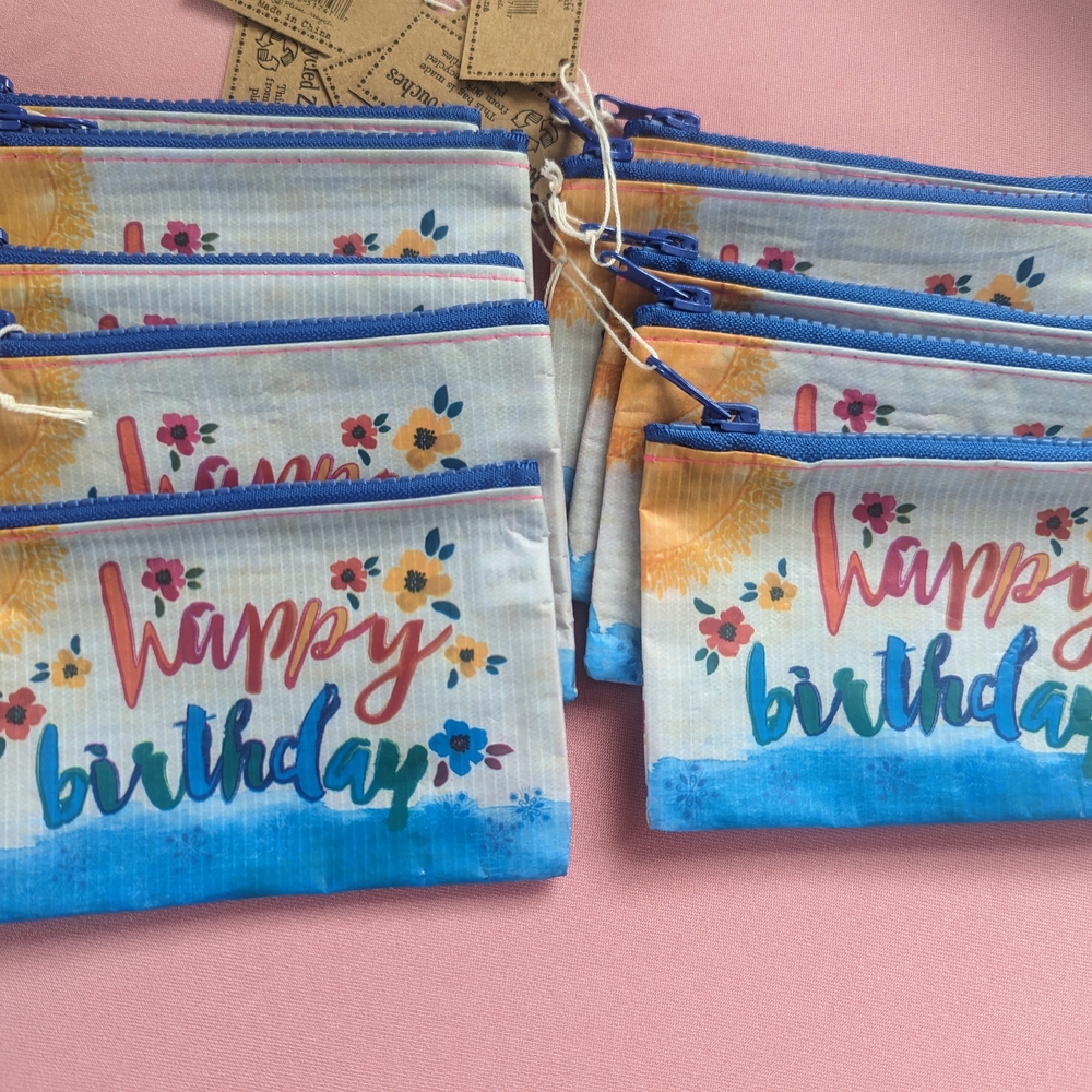 NATURAL LIFE 'Happy Birthday' Zip Pouches Set Of 10